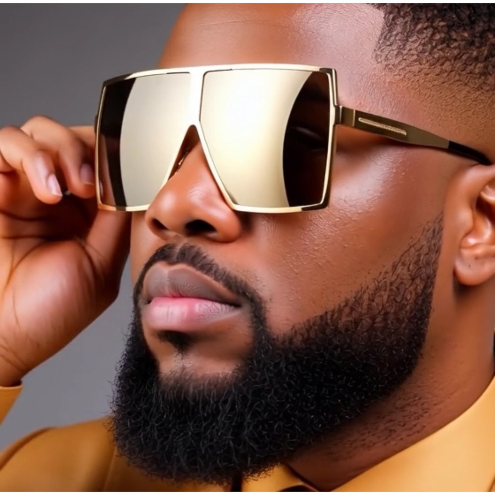 Big Metal Frame Square Sunglasses Hot Sale Style Sunglasses Men Gold Meal Lentes